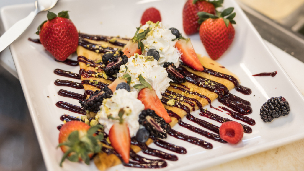 Bistro Gurmandise crepe with strawberries and chocolate
