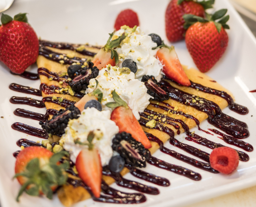 Bistro Gurmandise crepe with strawberries and chocolate
